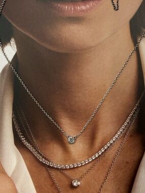 Tiffany & Co Sterling Silver .05ct Diamond Necklace